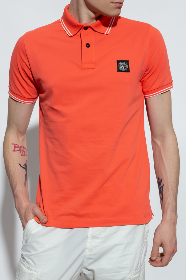 Stone island orange polo shirt online